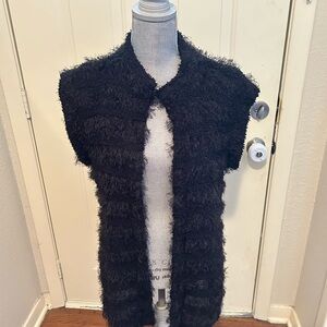 Caribe Black Fuzzy Vest Top Small